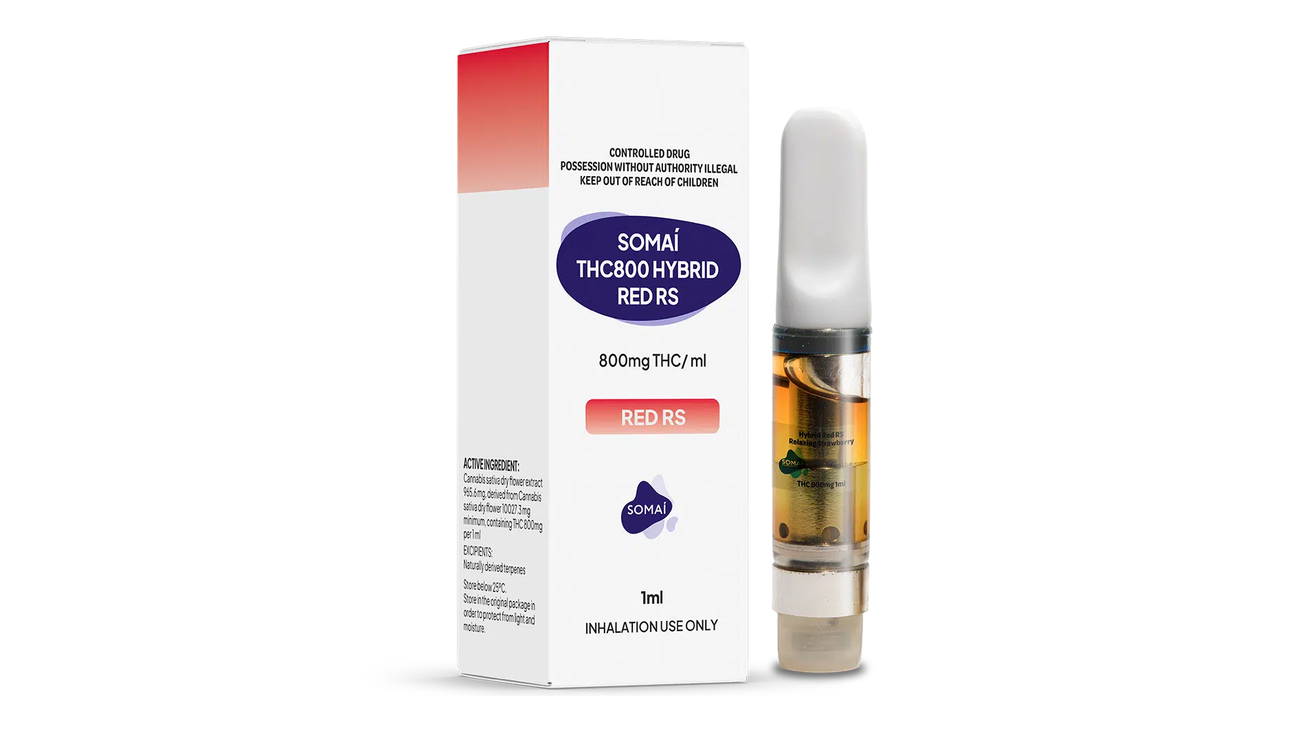 16 9 Box+Vape Senses Red RS Strawberry THC800